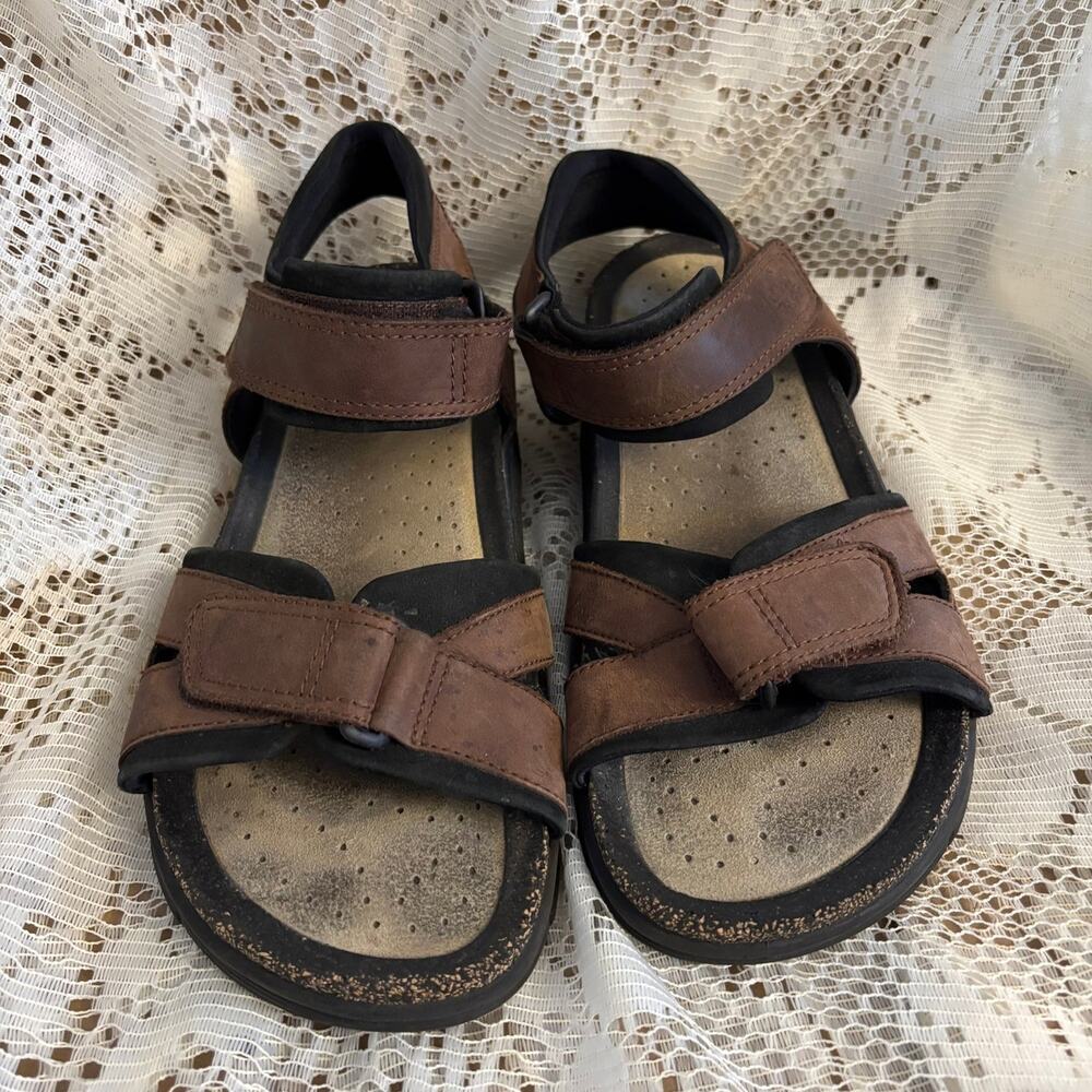 ECCO Men's Size 45 M (11/11.5) Leather Straps & Contoured Footbed Sandals